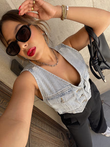 I Could Fall In Love Denim Cargo Vest