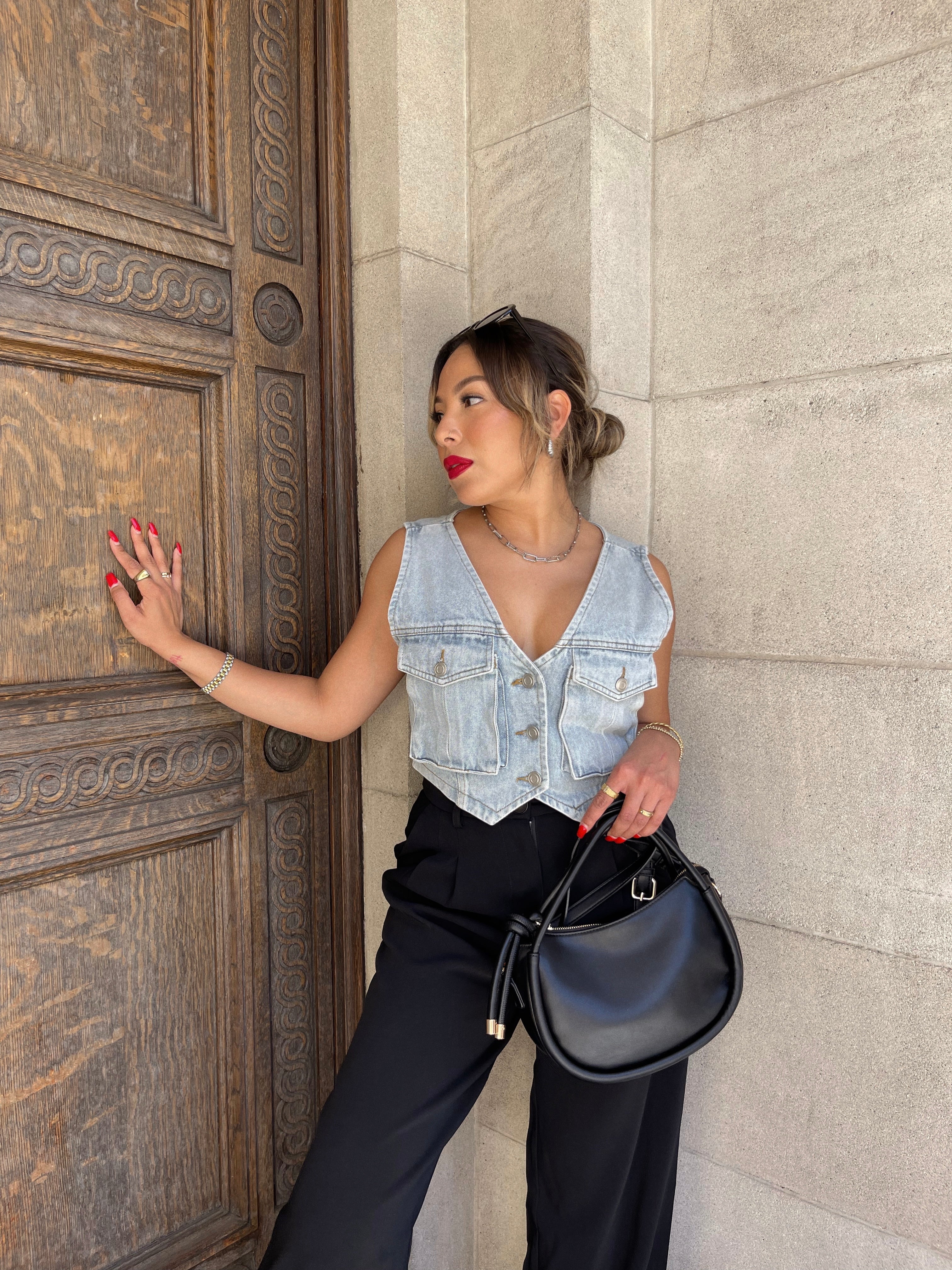 I Could Fall In Love Denim Cargo Vest
