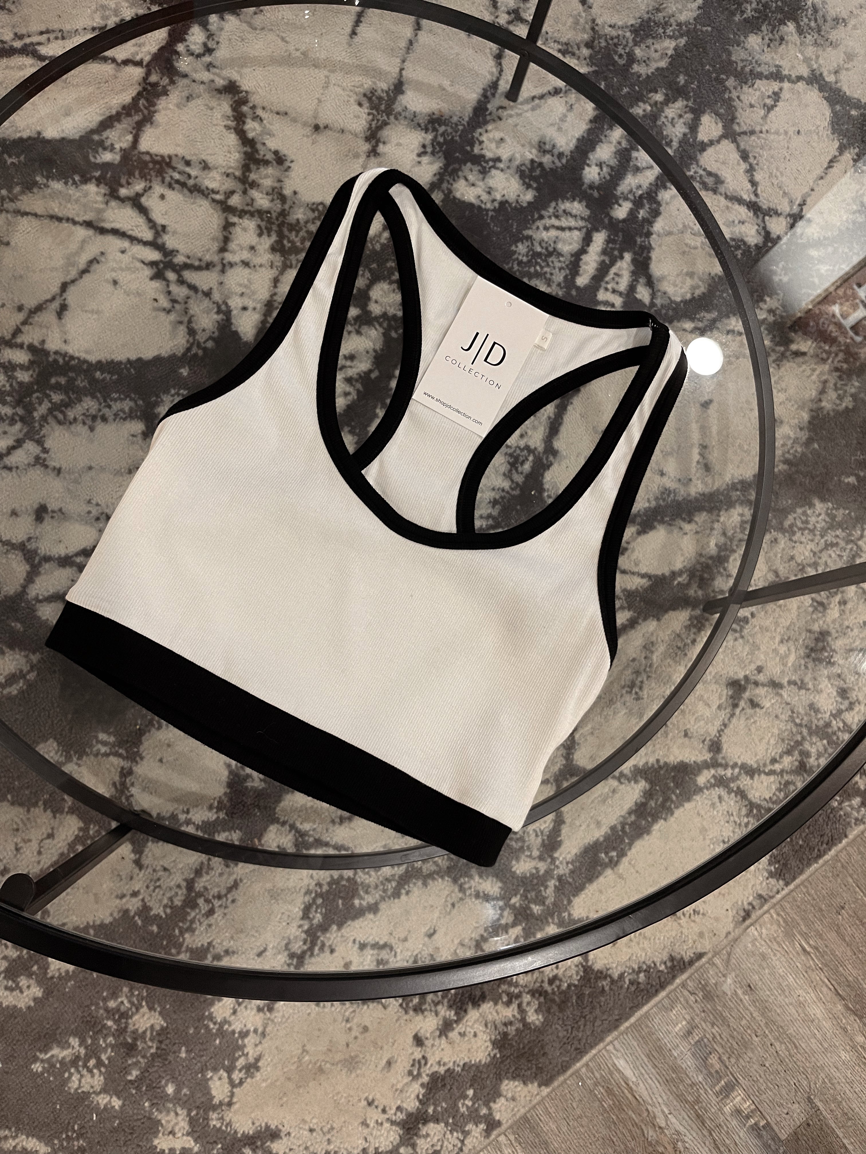 Dominate Contrast Tank Top- White