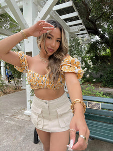 Limoncello Puff Sleeve Crop Top